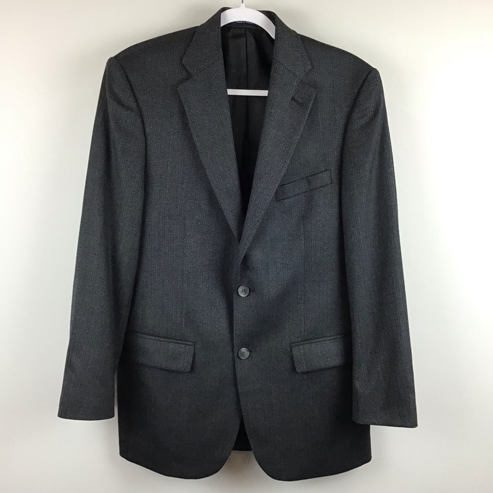 Turnbury Charcoal Gray Herringbone Classic Notch Lapel Sport Coat | 38R